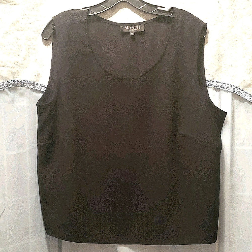MONTEE COLLECTION BLK BEADED TANK SZ 16W